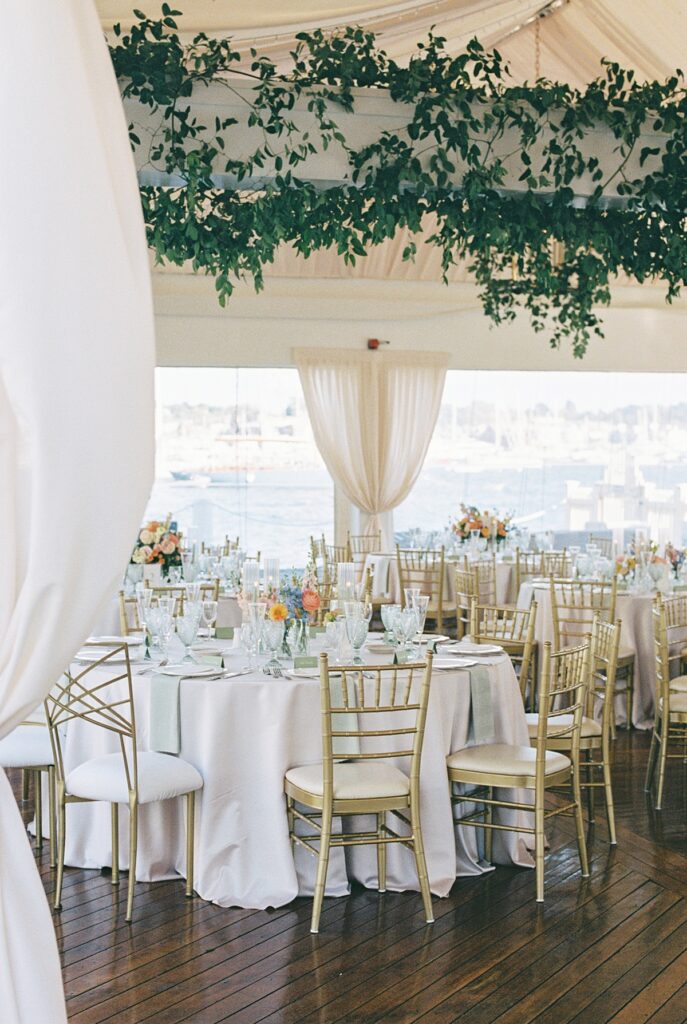 tented reception at Regatta Place Newport Wedding