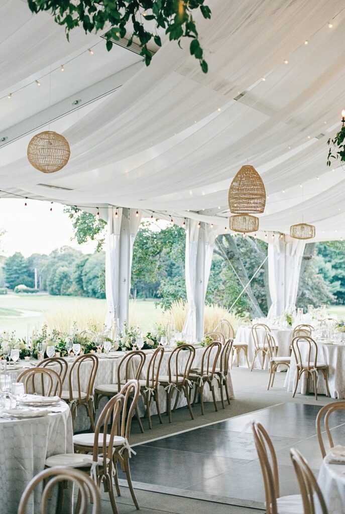 Sailcloth tent wedding reception at Tedesco Country Club in Marblehead Massachusetts