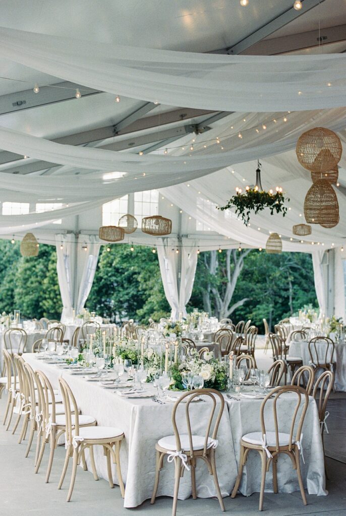 Sailcloth tent wedding reception at Tedesco Country Club in Marblehead Massachusetts