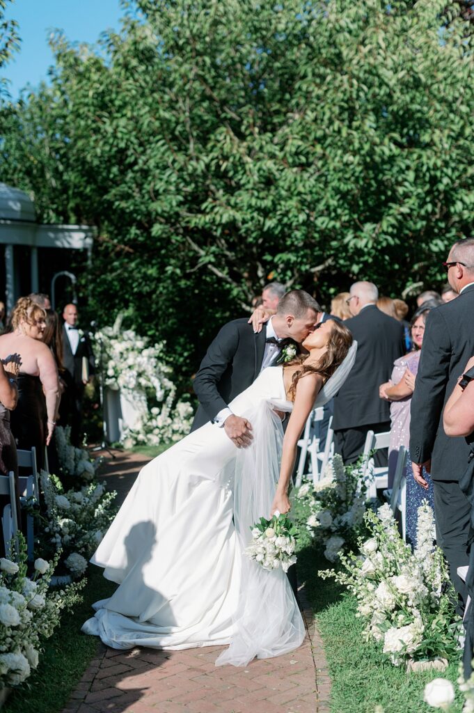 Outdoor garden ceremony at the Daniel Fisher House on Martha's Vineyard