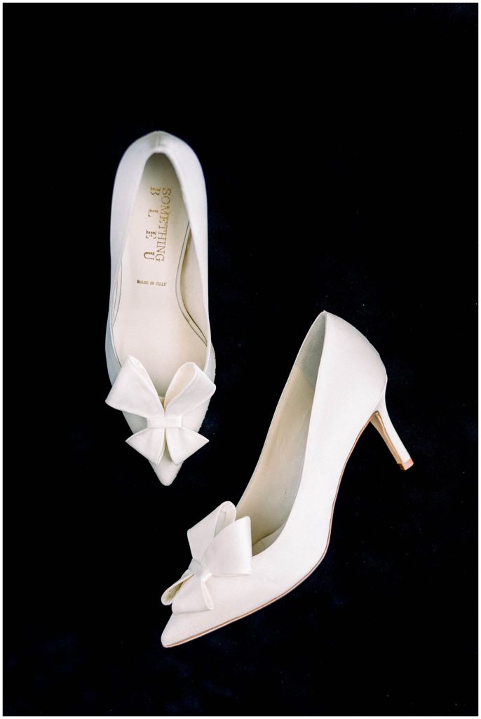Something Bleu White Wedding Shoes with Bow